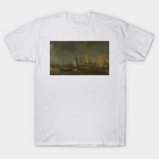 The Battle of the Slaak between the Dutch and Spanish Fleets on the Night of September 12-13, 1631 by Simon de Vlieger T-Shirt